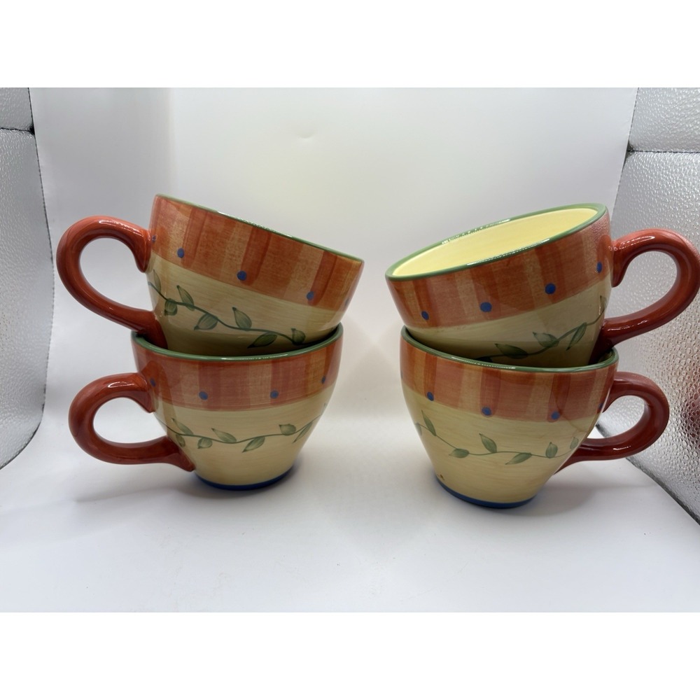 Pfaltzgraff Napoli Jumbo Soup Mugs Set of 4 Hand Painted 5" Stoneware Bowls